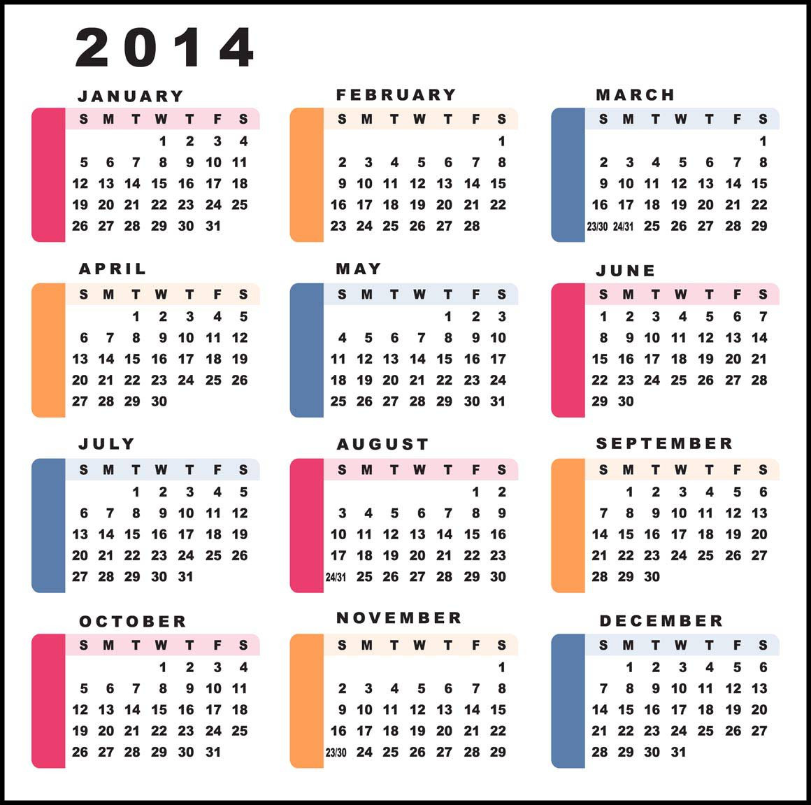 Календар за 2014