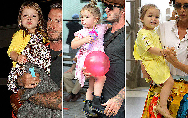 David Beckham and daughter Harper seen at a playground in Soho with Molly Sims and her son Brooks