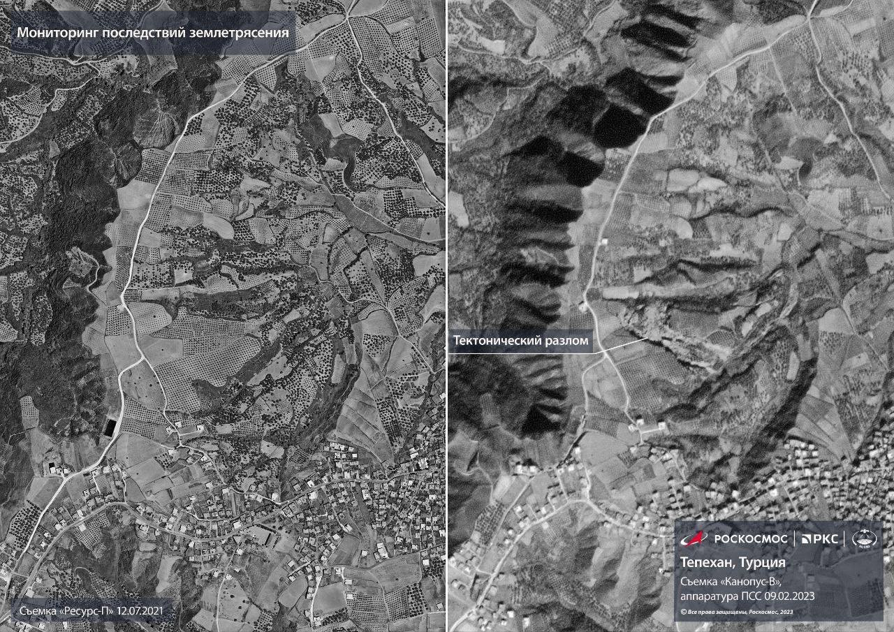 Агенцията "Роскосмос" публикува сателитни СНИМКИ на гигантска пукнатина в Турция след земетресението - Снимка 2