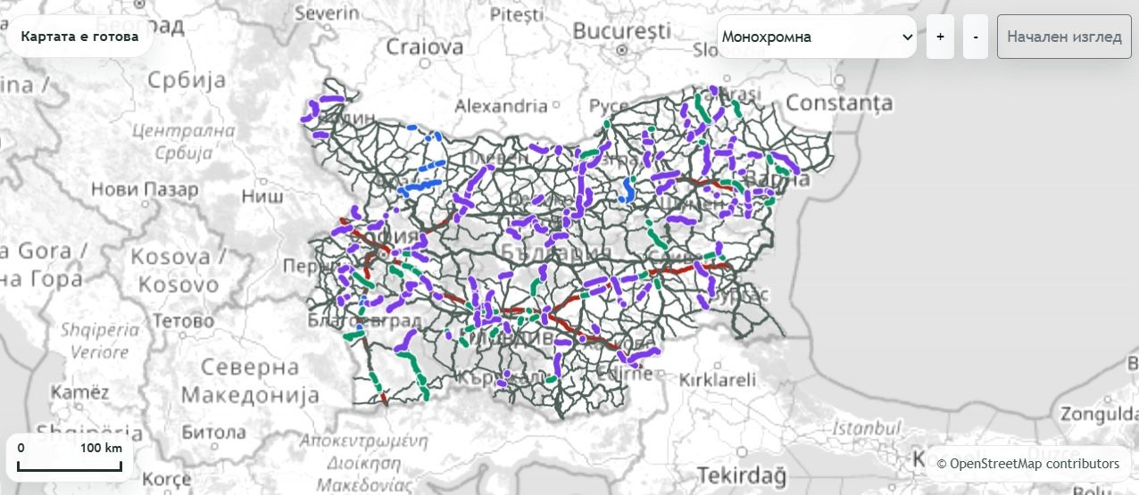За първи път направиха карта, показваща пътните ремонти в страната