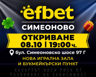 efbet открива нова игрална зала и букмейкърски пункт в кв. Симеоново в София